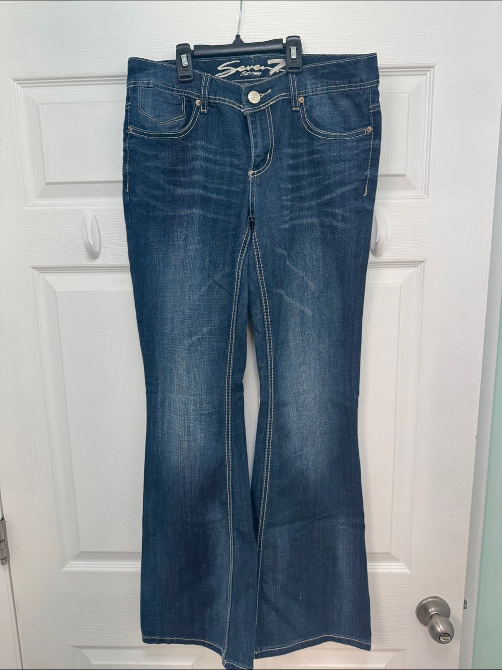 Seven7 Women's Medium Wash Wide Leg Jeans